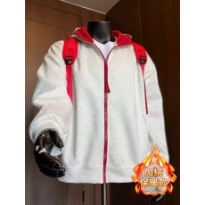 批发350克华棉复绒连帽白茶与玫瑰卫衣开衫男秋<b class='q'>冬</b>加绒情侣外套夹克