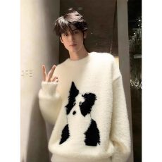 批发【水貂绒】毛衣男魔王2025秋冬季设计感慵懒宽松小个子减龄针织衫