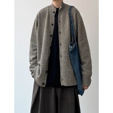 批发【百莱绒毛衣】秋冬二浩半高领开衫毛衣男休闲cleanfit针织衫外套