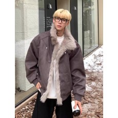 批发冬季乐万邦做旧座山雕加厚棉服男女宽松解构磨毛高级感毛领外套