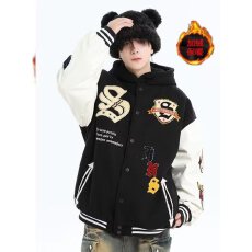 批发棉衣夹棉加厚情侣乐万邦植绒毛巾刺绣棒球服宽松休闲夹克外套男