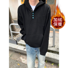 批发【华棉复贝贝绒】连帽元宝卫衣男秋<b class='q'>冬</b>休闲宽松显瘦洋气套头上衣潮