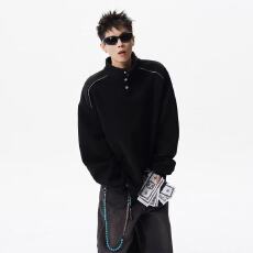 批发华棉复贝贝绒】半拉链常青树卫衣男秋冬上衣百搭宽松纯色<b class='q'>长袖</b><b class='q'>T</b><b class='q'>恤</b>