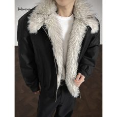 批发座山雕貂毛棉服】飞行服嘉盛夹克男冬棒球领情侣高街宽松加棉外套