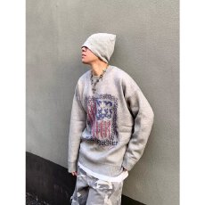 批发潮流乐万邦慵懒毛衣2025卡通撞色套头针织衫<b class='q'>男</b>冬宽松上衣简约新款