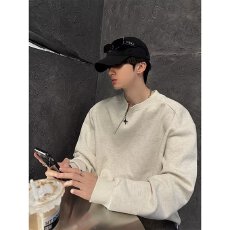 批发【半拉链卫衣】金属揭潮坊套头卫衣男秋冬款圆领纯色宽松<b class='q'>休闲</b>卫衣