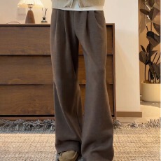 批发【重磅格子银狐绒】休闲艺汐微喇裤男女秋冬弹力显瘦高腰运动卫裤