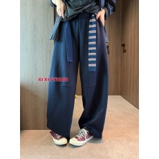 批发欧货初见设计师款撞色腰带弯刀卫裤2025秋酷帅宽松休闲百搭阔腿裤