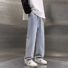 批发港风牛仔先生潮<b class='q'>男</b>新款个性字母<b class='q'>牛仔裤</b>嘻哈ins潮高街潮流痞帅长裤