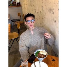 彩斑绒冬季轩潮社保暖V领针织衫男休闲套头外套秋显瘦毛衣情侣