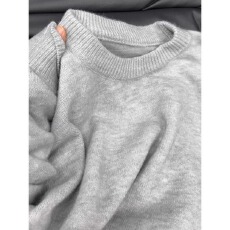 纯北极绒圆领左手针织衫男秋冬季宽松打底毛衣高级感内搭线衣