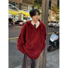 2025轩潮社针织毛衣男美拉德色系松弛感保暖休闲帽衫原宿简约潮流