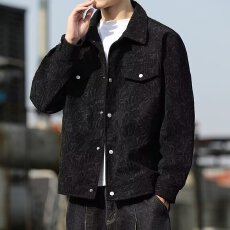 批发有内里灯芯绒】外套男经典春<b class='q'>秋</b>冬翻领工装夹克男2025休闲印花上衣