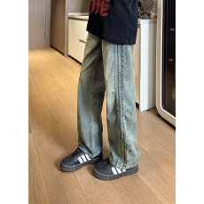 批发牛仔裤男牛仔先生春秋季直筒宽松做旧长裤港风潮牌大码阔腿裤子潮
