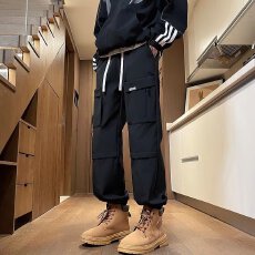 批发防水小牛津复网】秋<b class='q'>冬</b>潮公子宽松工装裤男多口袋束脚哈伦裤休闲裤