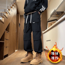 批发防水小牛津复网秋<b class='q'>冬</b>潮公子宽松工装裤男多口袋束脚哈伦裤休闲裤