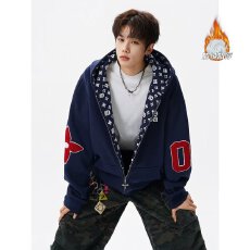 批发加绒华棉刺绣】2025韦爵森宽松连帽卫衣开衫男女秋冬拉链外套上衣