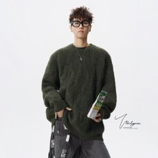 批发针织衫伟龙男士春秋冬季韩系潮流慵懒风套头毛衣宽松圆领上衣情侣