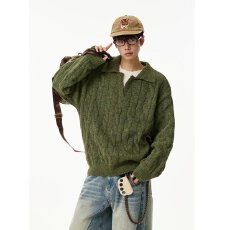 批发复古伟龙高级镂空破洞针织衫毛衣男女春秋美式vintage老钱风上衣