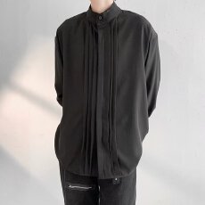 批发立领揭潮坊新中式衬衫男高级感2025新款韩版内搭宽松气质长袖衬衣