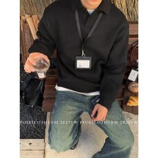 批发秋冬季揭潮坊韩版百搭简约时尚宽松长袖套头休闲纯色毛衣男女上衣