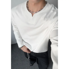 批发280克双面德绒】V领简皓卫衣男秋冬内搭保暖长袖<b class='q'>潮</b>纯色休闲打底衫