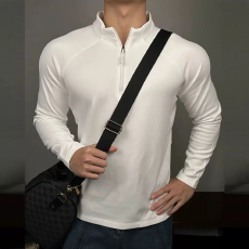 280克双面德绒半拉链简皓立领长袖T恤衫男德绒保暖双面磨毛卫衣