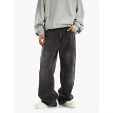 批发美式牛酷酷复古松紧腰牛仔裤男女拖地宽松直筒阔腿垂坠感裤子<b class='q'>潮牌</b>