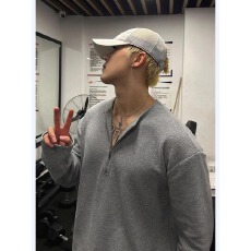 原版高质量半拉链正派华夫格长袖t恤男卫衣cleanfit内搭打底衫