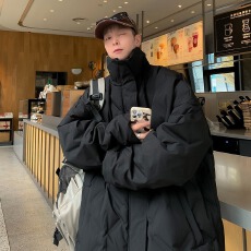 批发充棉菱形格纹棉服】美式前言日记痞帅外套立领短款面包服男秋冬季