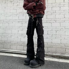 批发铆钉牛仔裤】满天星酷森野织带设计直筒<b class='q'>休闲裤</b><b class='q'>男</b>春秋垂感拖地西裤