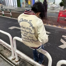 原版做工荔枝皮纹袖子美式潮峰度复古棒球服男秋冬夹克外套情侣