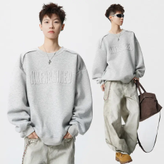 曼巴棉原版肩链圆领简皓卫衣男春秋长袖宽松内搭打底衫情侣上衣