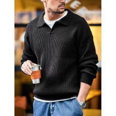 批发polo领兔先绅<b class='q'>毛衣</b>男秋冬复古套头针织衫cleanfit慵懒高级感外套