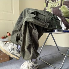 灯芯绒美邦休闲裤男女冬季加绒加厚复古宽松工装阔腿裤百搭长裤子