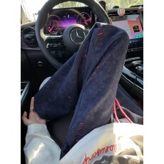 原版面料立体裤头扎染名派破洞弯刀卫裤男秋冬直筒裤子休闲长裤