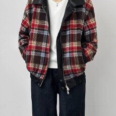 批发【东方巴黎PU皮双面穿撞色国<b class='q'>潮</b>格纹外套男女秋冬小众炸街夹克<b class='q'>潮</b>流