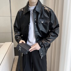 批发【无臭味痞帅风机车<b class='q'>皮衣</b>小众麦昆轻奢双拉链垫肩克<b class='q'>男</b>服秋冬外套