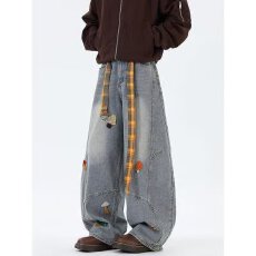 批发【送腰带<b class='q'>时尚</b>恒潮刺绣设卡通牛仔裤男2026情侣款宽松直筒休闲裤女