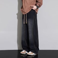 批发牛仔裤】长裤子恒潮男生青少年春秋新款阔腿直筒休闲高中宽松学生