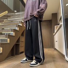 批发曼巴棉】秋冬长隆男生直筒<b class='q'>裤</b><b class='q'>条纹</b>三杠运动<b class='q'>裤</b>宽松阔腿<b class='q'>裤</b>子休闲长<b class='q'>裤</b>