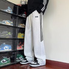 批发【曼巴棉】春秋长隆运动裤男弯刀<b class='q'>休闲裤</b>子宽松直筒裤男士阔腿卫裤