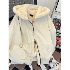 棉服水洗纯棉帆布双拉链前言日记棉袄外套男女秋冬加绒连帽棉衣