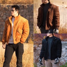 麂皮绒立领棉衣廓形佳盛冬季加厚外套防寒保暖棉服男夹克棉袄