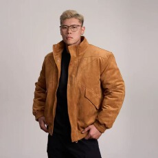 麂皮绒立领棉衣廓形佳盛冬季加厚外套防寒保暖棉服夹克男棉袄