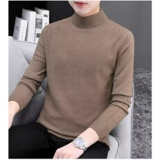 中领包芯纱打底高弹秋冬半高领毛衣男修身针织衫保暖套头毛线衣