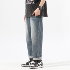 批发弹力牛仔】裤子魔城<b class='q'>轻熟</b>冬季休闲裤男2025新款直筒裤加厚男裤宽松