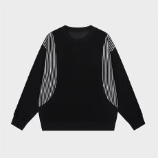 圆领t恤上衣条纹魔城轻熟拼接撞色卫衣男重磅春秋宽松套头长袖