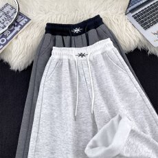 华棉复贝贝绒运动131加绒卫裤男秋冬青少年宽松休闲直筒长裤潮