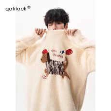 5公分水貂绒安可拉红魔方毛衣女春秋气质慵懒风高级感针织外套